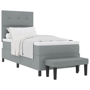 vidaXL Boxspringbed met hoofdeinde Lichtgrijs 80 x 200 cm Stof