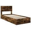 vidaXL Opslag bed met lade Gerookt eiken 90 x 200 cm Bewerkt hout