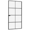 vidaXL Binnendeur 102x201,5 cm gehard glas en aluminium smal zwart