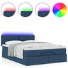 vidaXL Ottoman bed met matras en LED's 140x200cm stof blauw