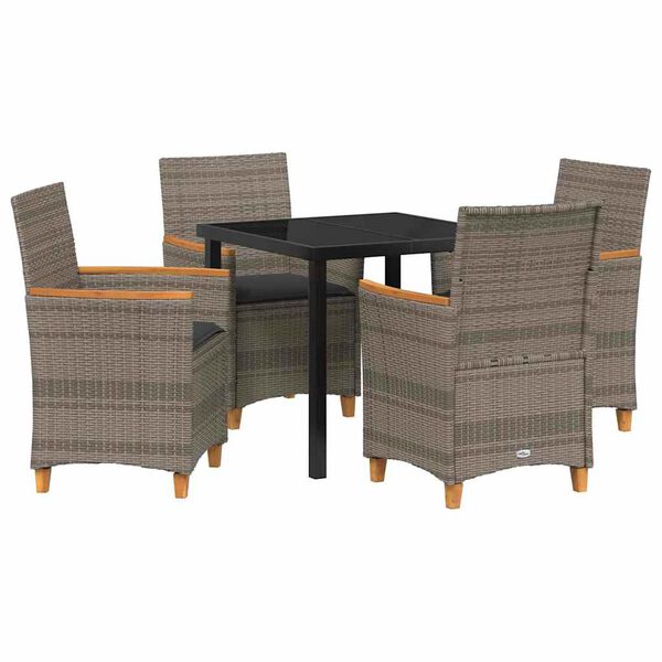 vidaXL Tuin Eetset 5 pcs Grijs poly rattan