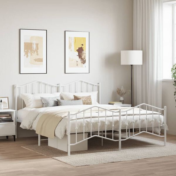 vidaXL Bedframe met hoofd- en voeteneinde&nbsp;metaal wit 160x200 cm