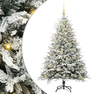 vidaXL Artificial Pre-lit Kerstboom met Ballenset Groen 150 cm