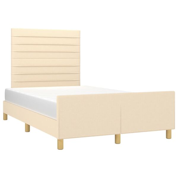 vidaXL Bedframe zonder matras 120x200 cm stof cr&egrave;mekleurig