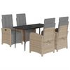 vidaXL 5-delige Tuinset met kussens poly rattan beige