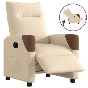 vidaXL Fauteuil verstelbaar elektrisch stof cr&egrave;mekleurig