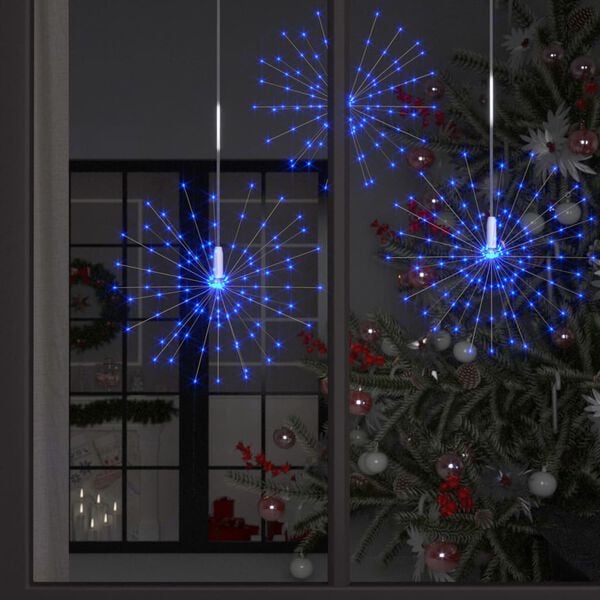 vidaXL Kerstverlichting vuurwerk 2 st 280 LED's blauw buiten 20 cm