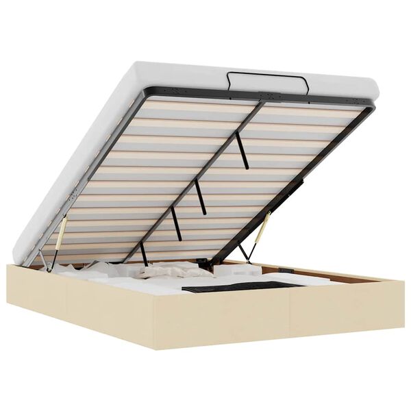 vidaXL Bedframe zonder matras 140x190 cm stof crèmekleurig