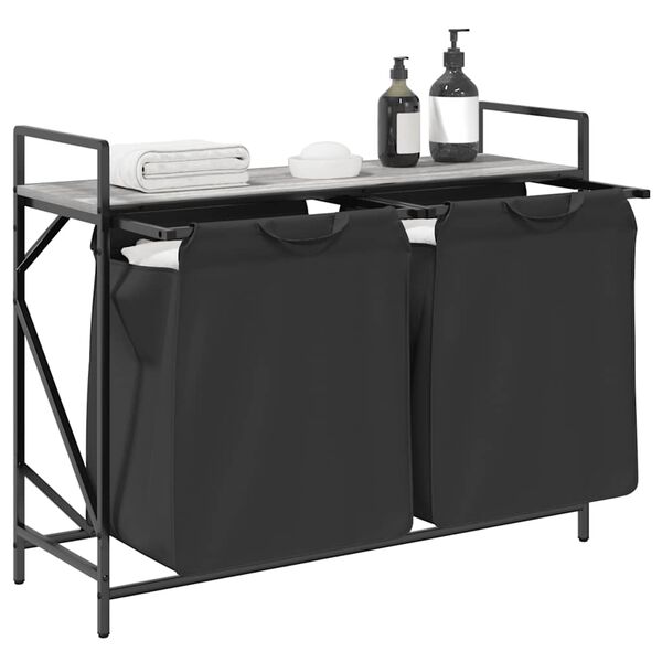 vidaXL Wasmand 2 vakken met plank grijs sonoma eiken