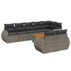 vidaXL 9-delige Loungeset met kussens poly rattan grijs
