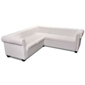 vidaXL Hoekbank 5-zits Chesterfield-stijl kunstleer wit