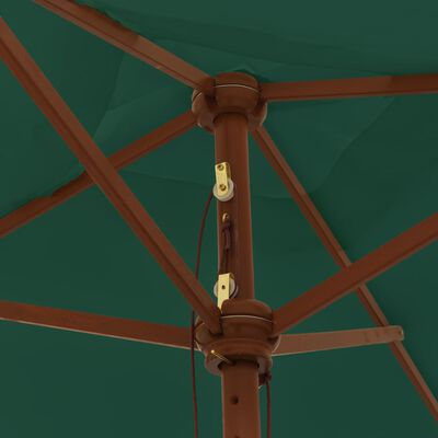 vidaXL Parasol met houten paal 198x198x231 cm groen