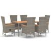 vidaXL 7-delige Tuinset met kussens poly rattan grijs