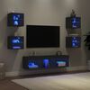 vidaXL 7-delige tv-wandmeubelset met LED bewerkt hout zwart
