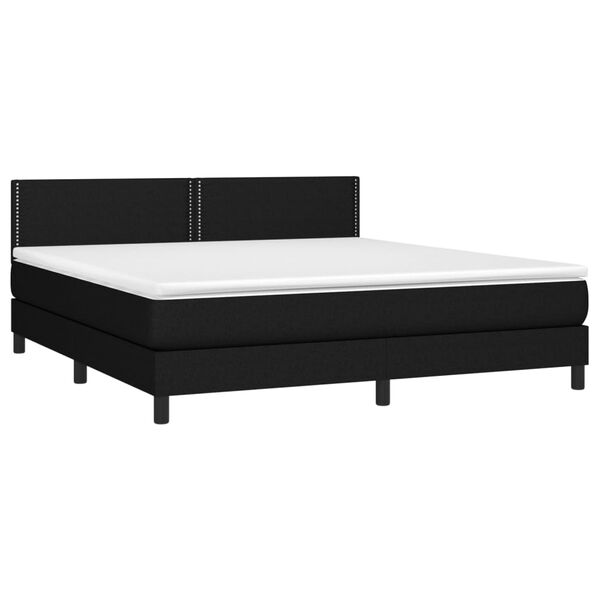 vidaXL Boxspring met matras en LED stof zwart 160x200 cm