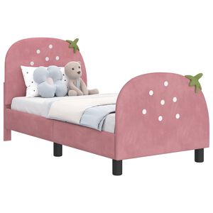 vidaXL Peuterbedframe met hoofdbord Roze 70 x 140 cm Fluweel