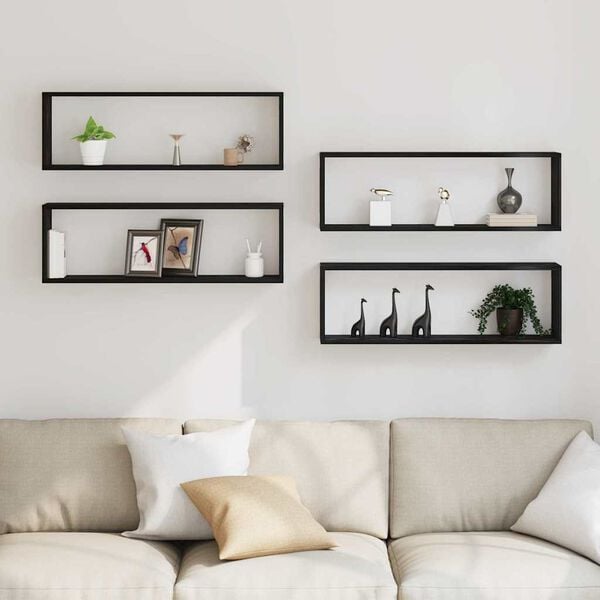 vidaXL Wandplank 4 pcs Zwart eiken 80 x 15 x 26 cm Bewerkt hout