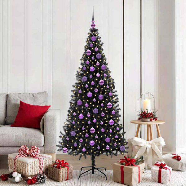 vidaXL Kerstboom met 300 LED met standaard Zwart 180 cm PVC