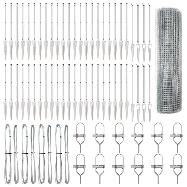 vidaXL Afrasteringspaal Zilver 100 x 1 m (19 x 19 mm gaas) Staal