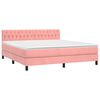 vidaXL Boxspring met matras en LED fluweel roze 180x200 cm