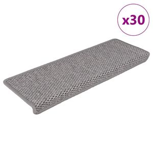 vidaXL Trapmatten zelfklevend Sisal-Look 30 st 65x21x4 cm Platina