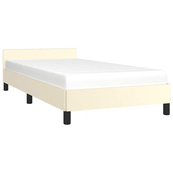 vidaXL Bedframe met hoofdeinde zonder matras 100x200 cm crèmekleurig