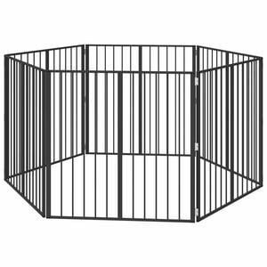vidaXL Hondenhek 6 pcs Zwart 100 x 100 cm Gegalvaniseerd staal