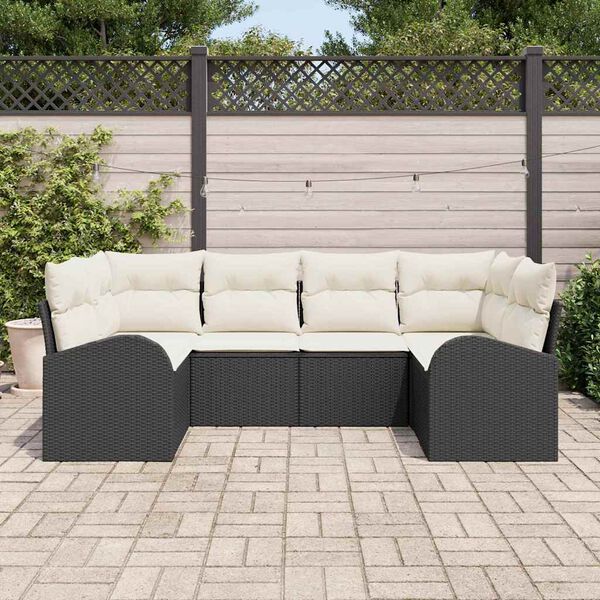 vidaXL Tuin Sofa Set met kussen 6 pcs Zwart Poly Rattan