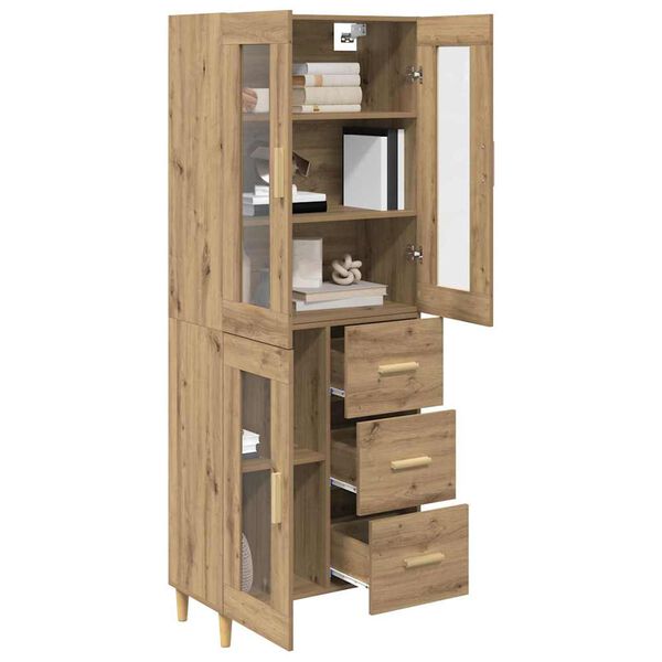 vidaXL Hoge kast Artisan Eiken 69,5 x 34 x 180 cm Bewerkt hout