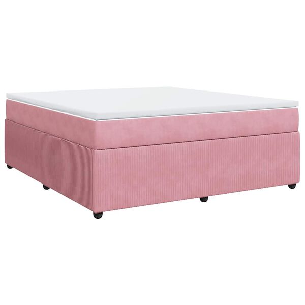 vidaXL Boxspring met matras fluweel roze 180x200 cm