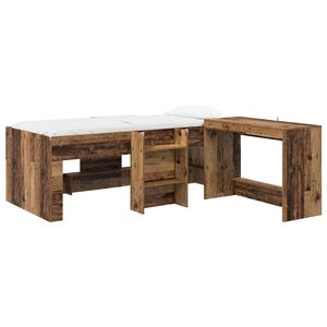vidaXL Hoge Bed Frame met Bureau voor Kinderen 2 st Oud hout