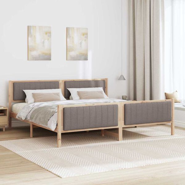 vidaXL Bedframe Bruin en taupe 200 x 200 cm Massief grenenhout