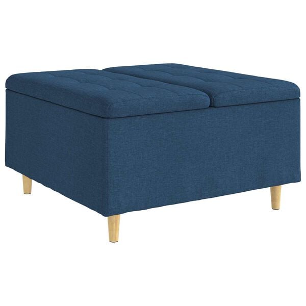 vidaXL Opslagottoman met kussen Blauw 80 x 80 x 45 cm Stof