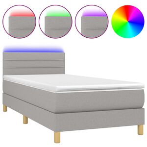 vidaXL Boxspring met matras en LED stof lichtgrijs 80x200 cm