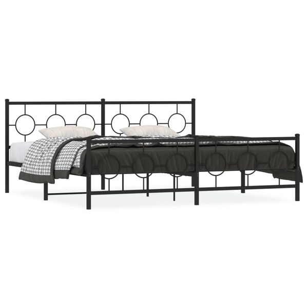vidaXL Bedframe met hoofd- en voeteneinde metaal zwart 193x203 cm