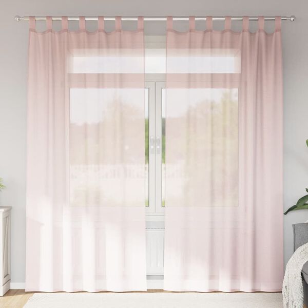 vidaXL Gordijnen voile met lussen 2 st 140x225 cm lichtroze