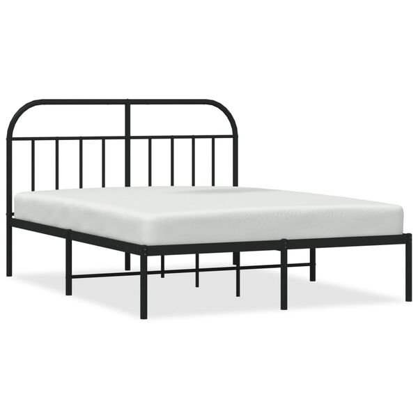 vidaXL Bedframe met hoofdbord metaal zwart 140x200 cm