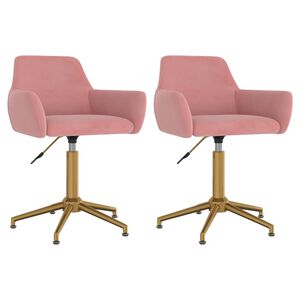 vidaXL Eetkamerstoelen draaibaar 2 st fluweel roze