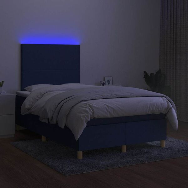 vidaXL Boxspring met matras en LED stof blauw 120x190 cm