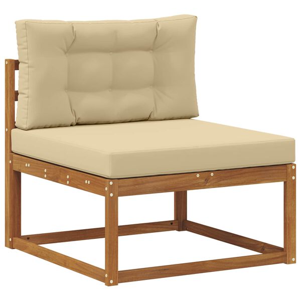 vidaXL Buiten bankenset met kussen 10 pcs Natuurlijk en Beige