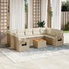 vidaXL 10-delige Loungeset met kussens poly rattan beige