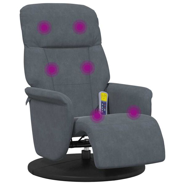 vidaXL Massage Recliner Stoel Donkergrijs 91 x 71 x 105 cm Fluweel