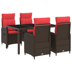 vidaXL Buiten eettafelset 5 st poly rattan