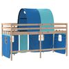 vidaXL Kinderhoogslaper met tunnel 90x190 cm massief grenenhout blauw