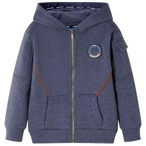 Kindervest met capuchon en rits 92 gem&ecirc;leerd donkerblauw