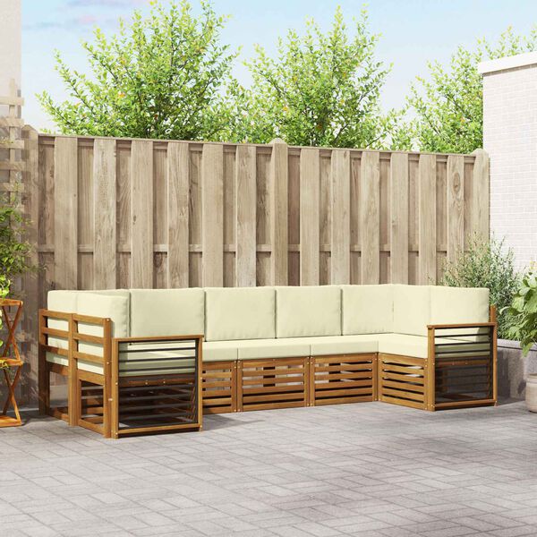 vidaXL Sofa-Sets 7 pcs Natuurlijk en Cr&egrave;me Massief Acaciahout