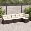 vidaXL Tuinbankenset met kussen 6 pcs Bruin en wit poly rattan