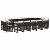 vidaXL 15-delige Tuinset met kussens poly rattan bruin
