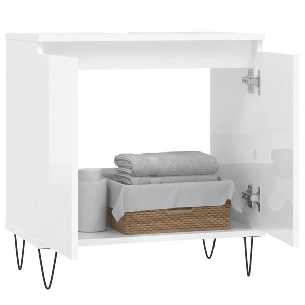 vidaXL Badkamerkast 58x33x60 cm bewerkt hout hoogglans wit