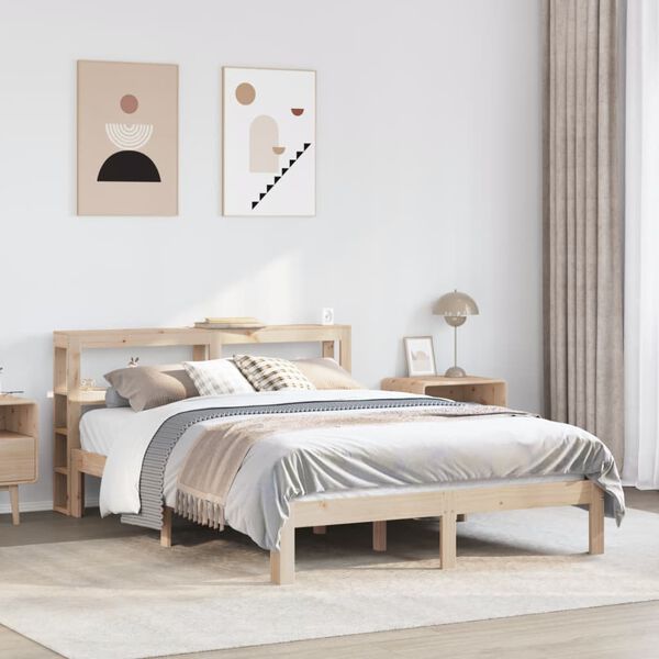 vidaXL Bedframe met hoofdbord massief grenenhout 120x200 cm